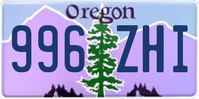 OR license plate 996ZHI