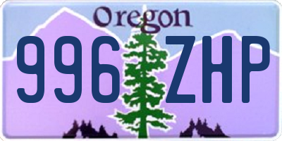 OR license plate 996ZHP