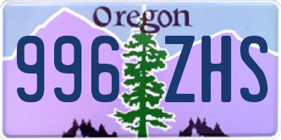 OR license plate 996ZHS