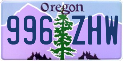 OR license plate 996ZHW