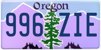 OR license plate 996ZIE