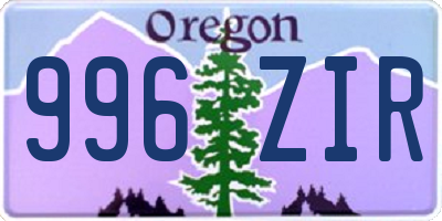 OR license plate 996ZIR