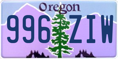 OR license plate 996ZIW