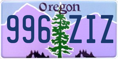 OR license plate 996ZIZ