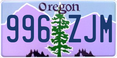 OR license plate 996ZJM