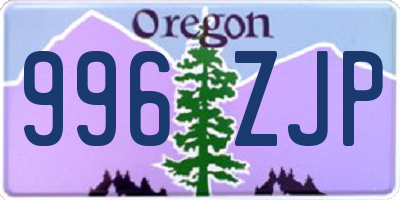 OR license plate 996ZJP