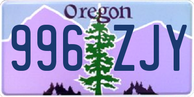 OR license plate 996ZJY