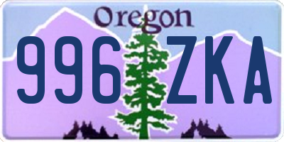 OR license plate 996ZKA