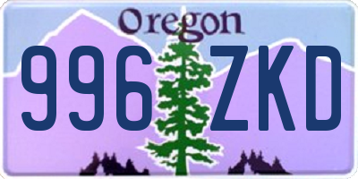 OR license plate 996ZKD