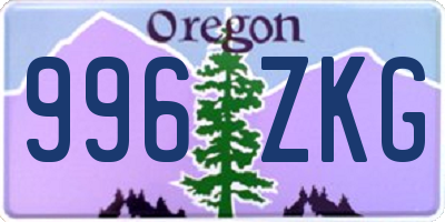 OR license plate 996ZKG