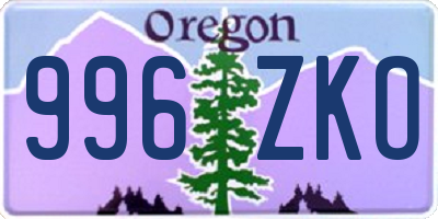 OR license plate 996ZKO