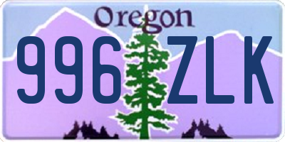 OR license plate 996ZLK