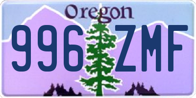 OR license plate 996ZMF