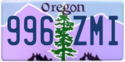 OR license plate 996ZMI