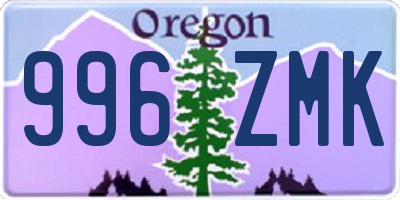 OR license plate 996ZMK