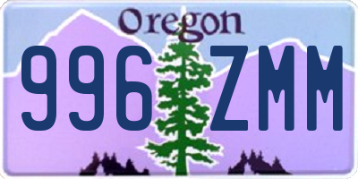OR license plate 996ZMM