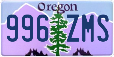 OR license plate 996ZMS