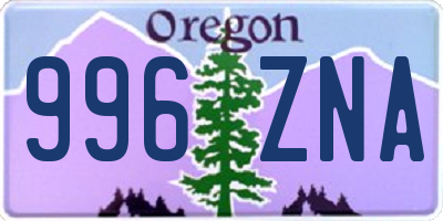 OR license plate 996ZNA