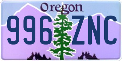 OR license plate 996ZNC