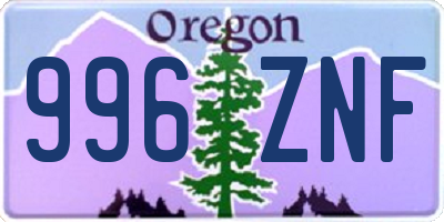 OR license plate 996ZNF