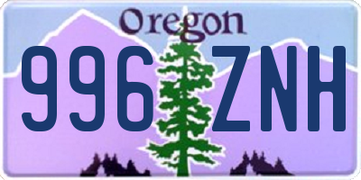 OR license plate 996ZNH