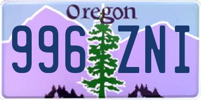 OR license plate 996ZNI