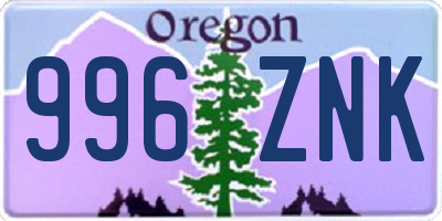 OR license plate 996ZNK