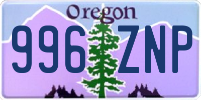 OR license plate 996ZNP