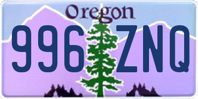 OR license plate 996ZNQ