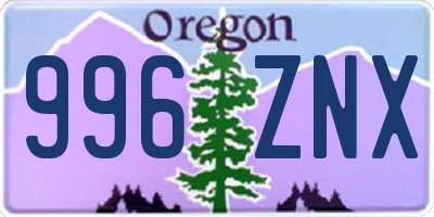 OR license plate 996ZNX