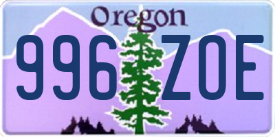 OR license plate 996ZOE