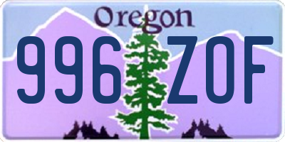 OR license plate 996ZOF
