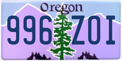 OR license plate 996ZOI