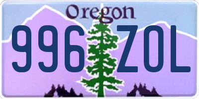 OR license plate 996ZOL