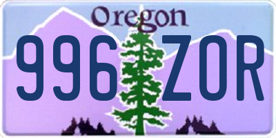 OR license plate 996ZOR