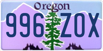 OR license plate 996ZOX