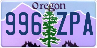 OR license plate 996ZPA