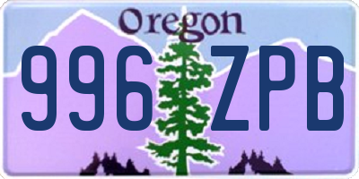 OR license plate 996ZPB