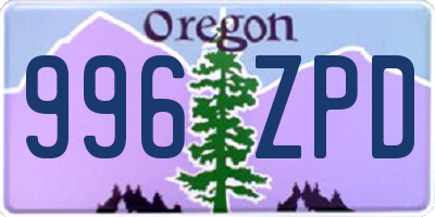 OR license plate 996ZPD