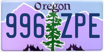 OR license plate 996ZPE