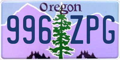 OR license plate 996ZPG