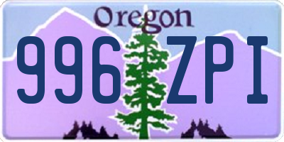 OR license plate 996ZPI