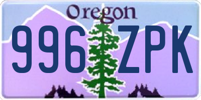 OR license plate 996ZPK