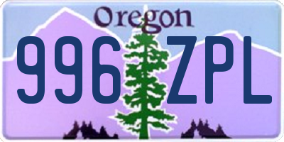 OR license plate 996ZPL