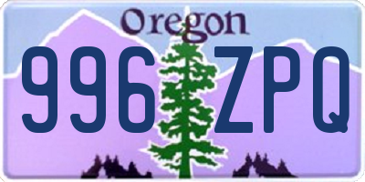 OR license plate 996ZPQ