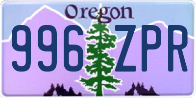 OR license plate 996ZPR