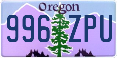 OR license plate 996ZPU