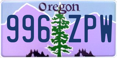 OR license plate 996ZPW