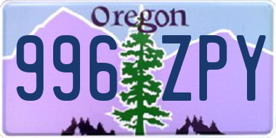 OR license plate 996ZPY