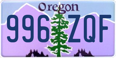OR license plate 996ZQF